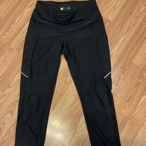XERSION COMPRESSION WORKOUT PANTS BLACK w/POCKETS REFLECTING STRIPES M. 30x30